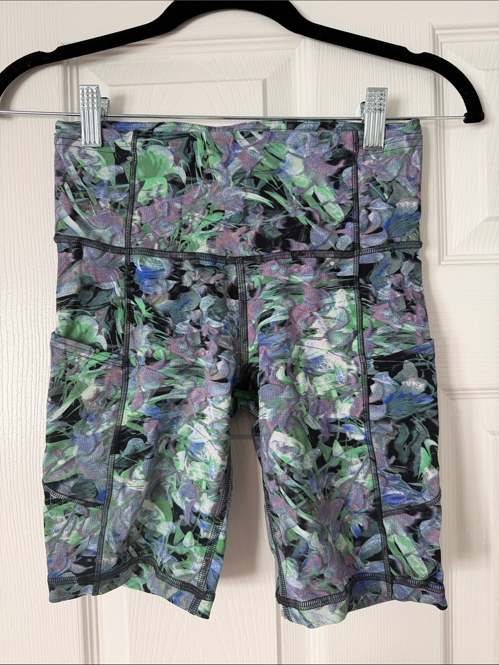 lululemon athletica Multicolor Floral Bike Shorts in Green, Purple & Black